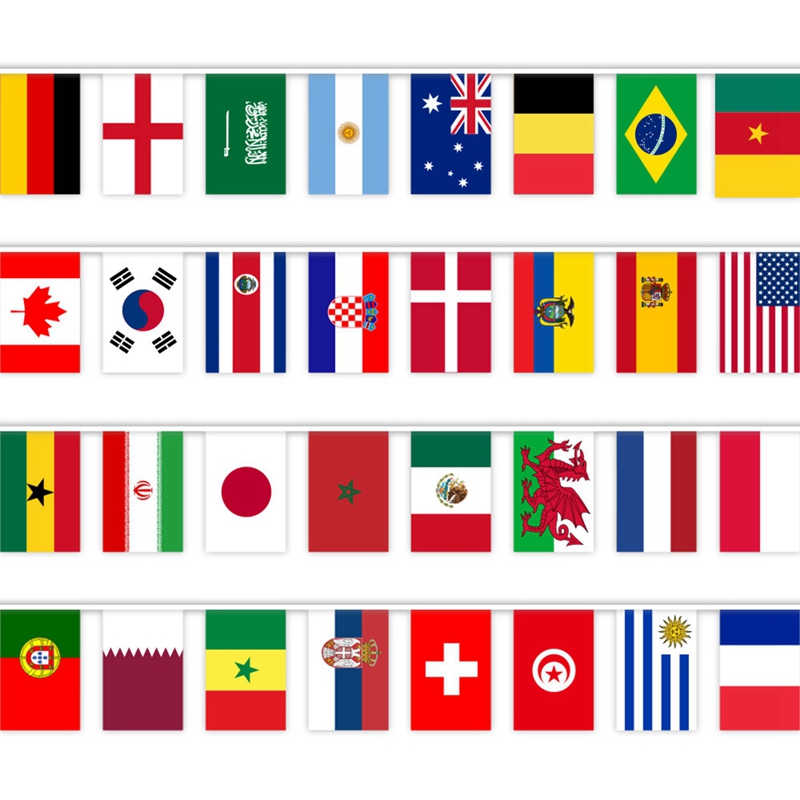 World Cup Football Bunting Banner World Cup 32 Countries Flags Bunting ...