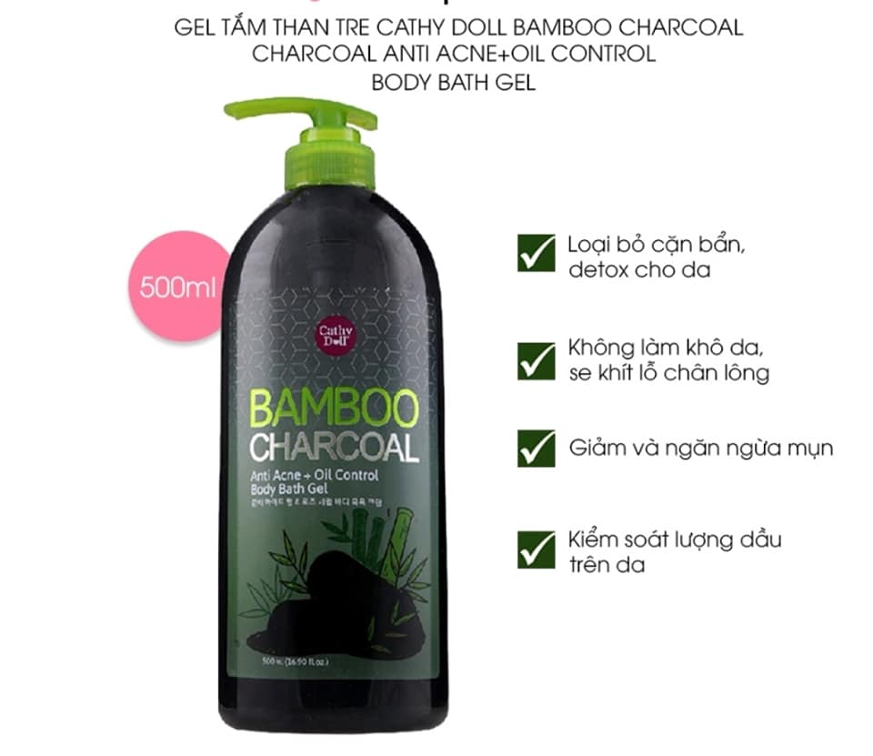 01 Chai Sữa Tắm Than Tre Cathy Doll Thái Lan 450ml (BAMBOO CHARCOAL) (2617)