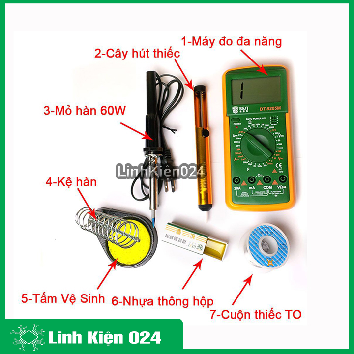 Bộ mỏ hàn chì 60w + 6 món dụng cụ kỹ thuật bảo hành 03 Tháng