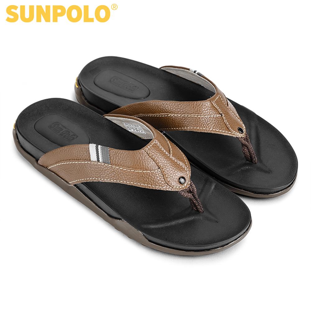 Dép kẹp nam da bò SUNPOLO KEP203 (Đen, Nâu)