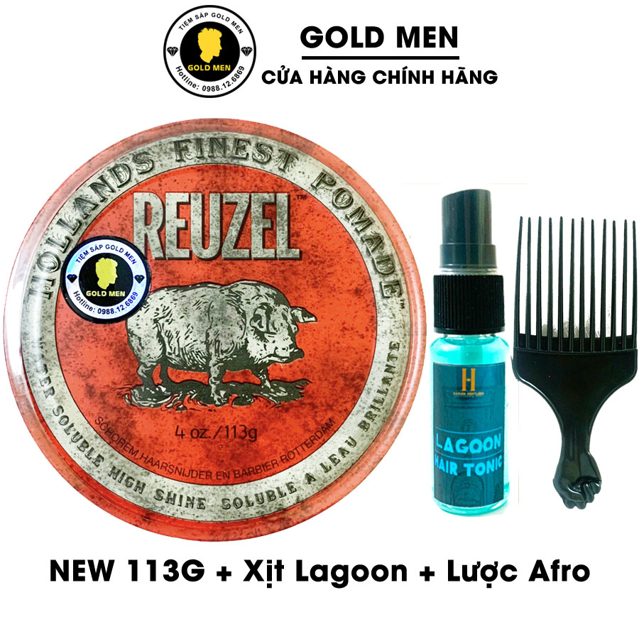 Sáp vuốt tóc Reuzel Red Pomade, Pomade vuốt tóc + Tặng quà