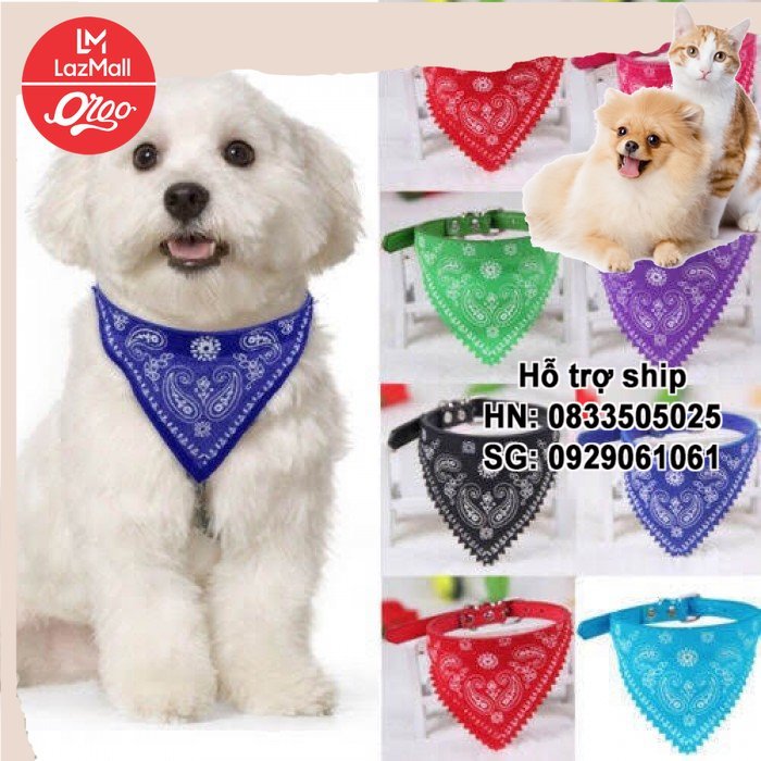 Vòng cổ khăn hình tam giác vòng cổ chó mèo 2 size