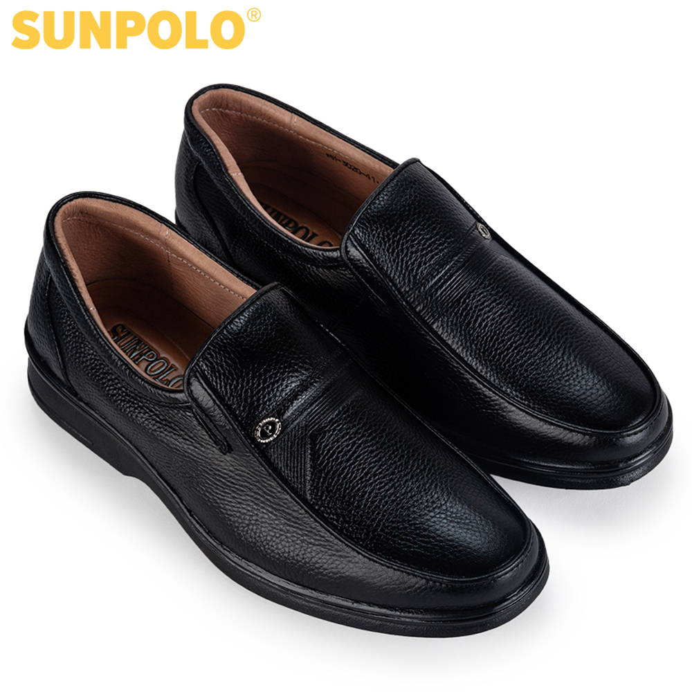 Men leather formal shoes SUNPOLO S3020D (black, brown)