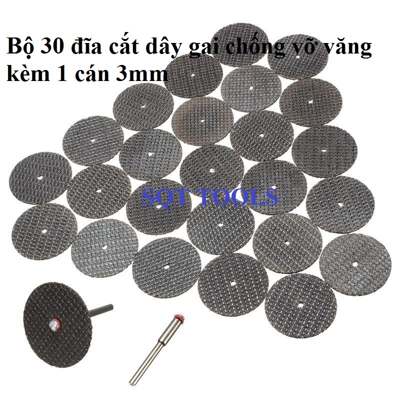 Bộ 30 đĩa cắt sắt, nhôm đồng mini cán 3mm dùng cho máy khoan mài khắc - lưỡi cắt sắt mini