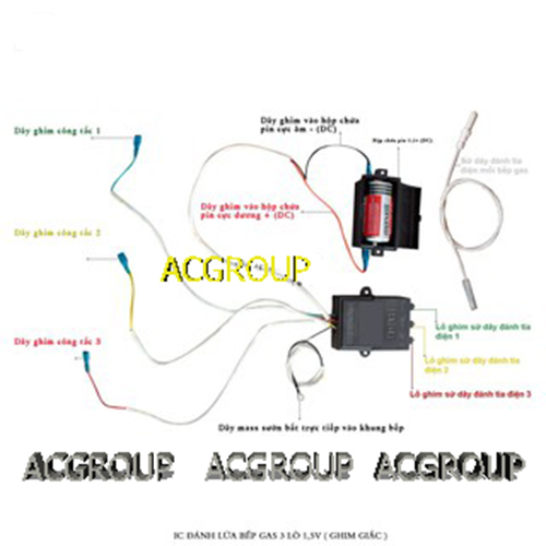 Ic bếp ga âm 3 lò 1,5v chính hãng
