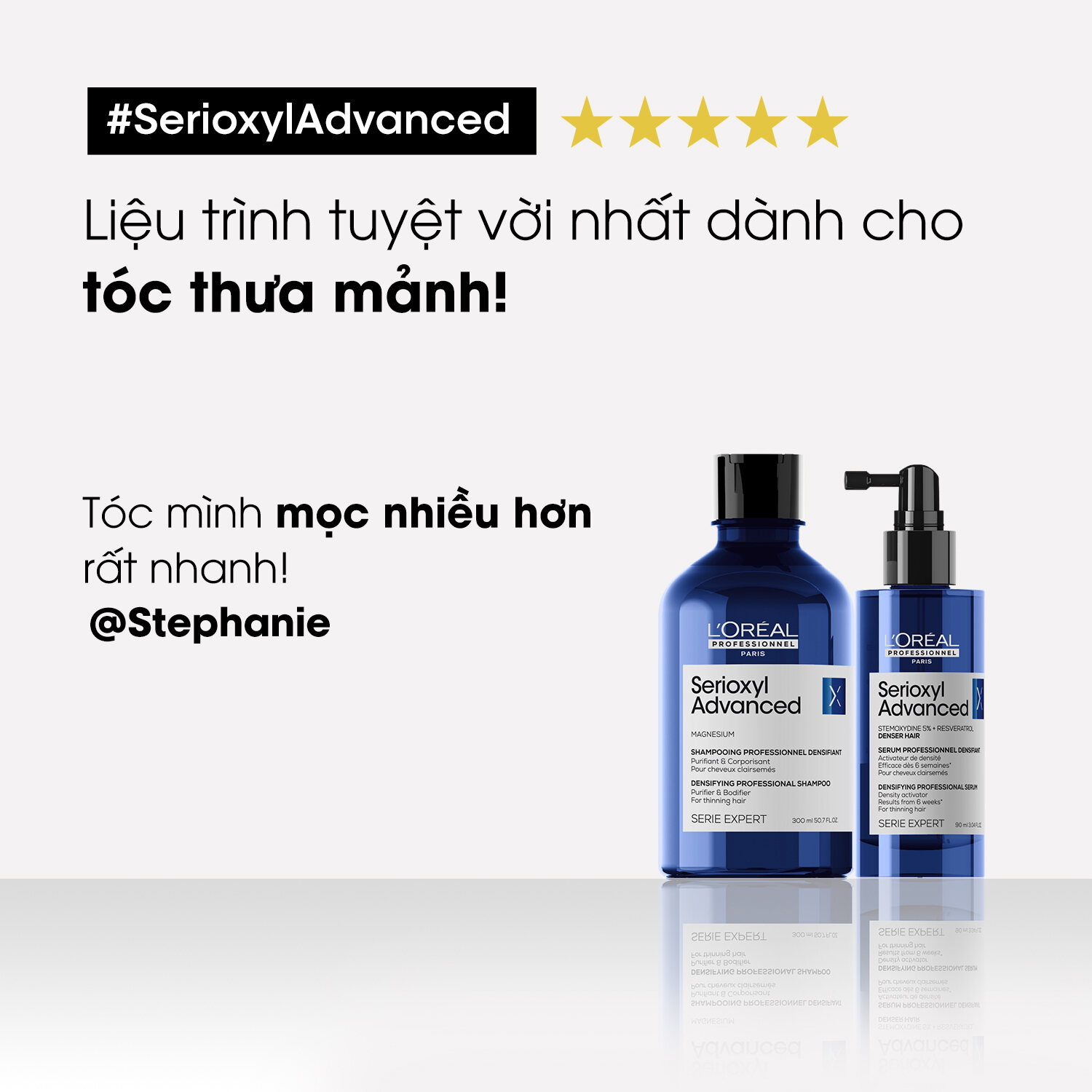 Dầu gội dưỡng tóc giúp làm dày tóc chuyên nghiệp L'Oréal Professionnel Serioxyl Advanced 300ml - Dành cho tóc thưa, mảnh, rụng