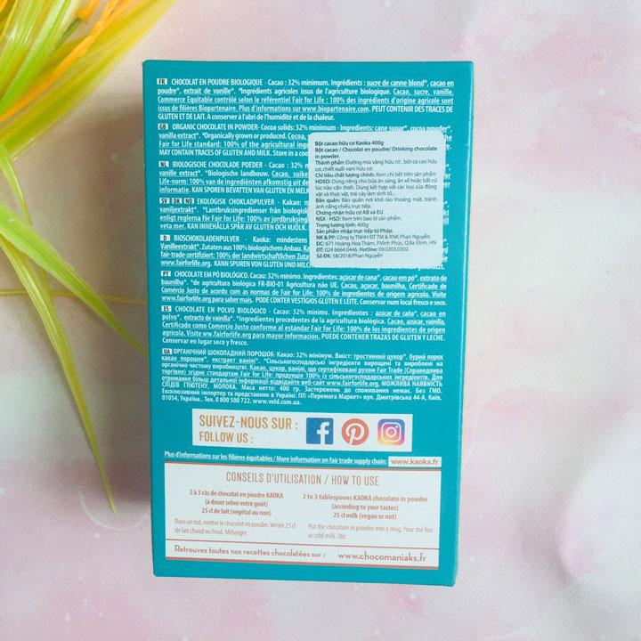 Bột cacao hữu cơ Kaoka 400g - Pháp