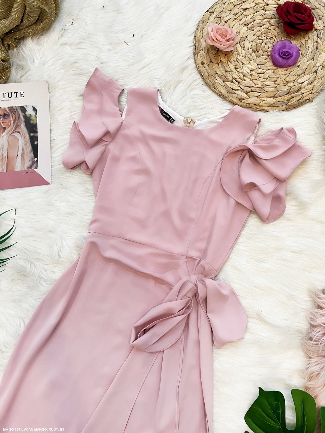 🎀 MYDU SHOP - MS 2591 | Đầm Bèo Tay Thắt Nơ Eo – Nữ Tính, Thanh Lịch 🎀
