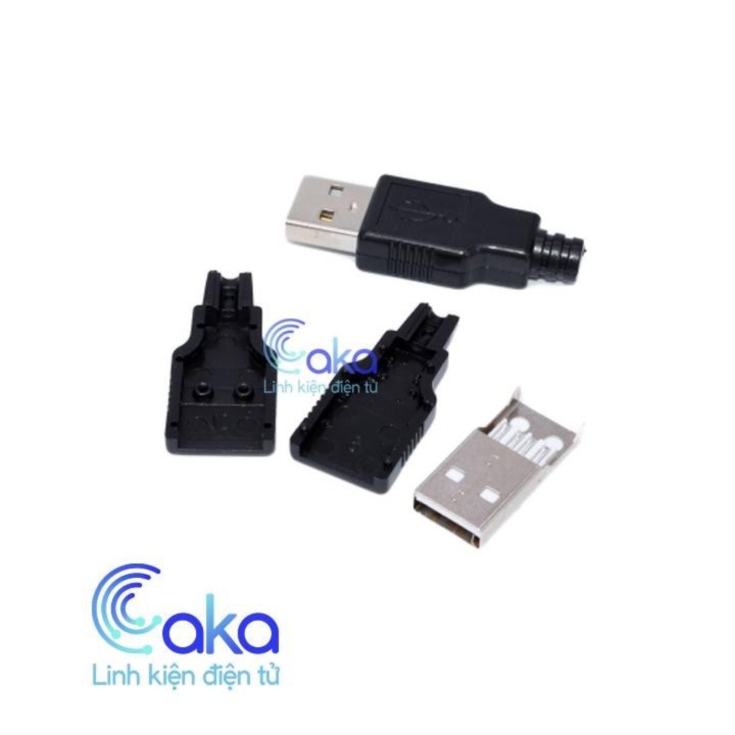 Đầu USB Đực kèm vỏ 4 chân tự hàn