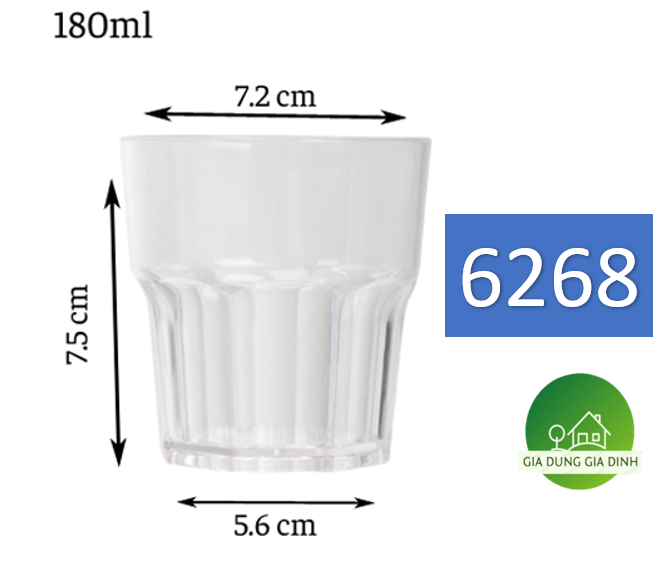 Cốc bát giác pha cà phê phin,cốc uống b ia, cốc uống trà đá 180ml , 200ml nhựa việt nhật cao cấp 6268-6269