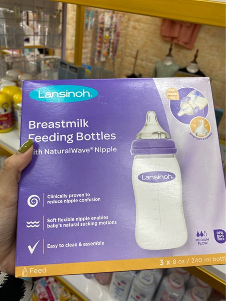 Set 3 Bình sữa Lansinoh 160ml/240 ml