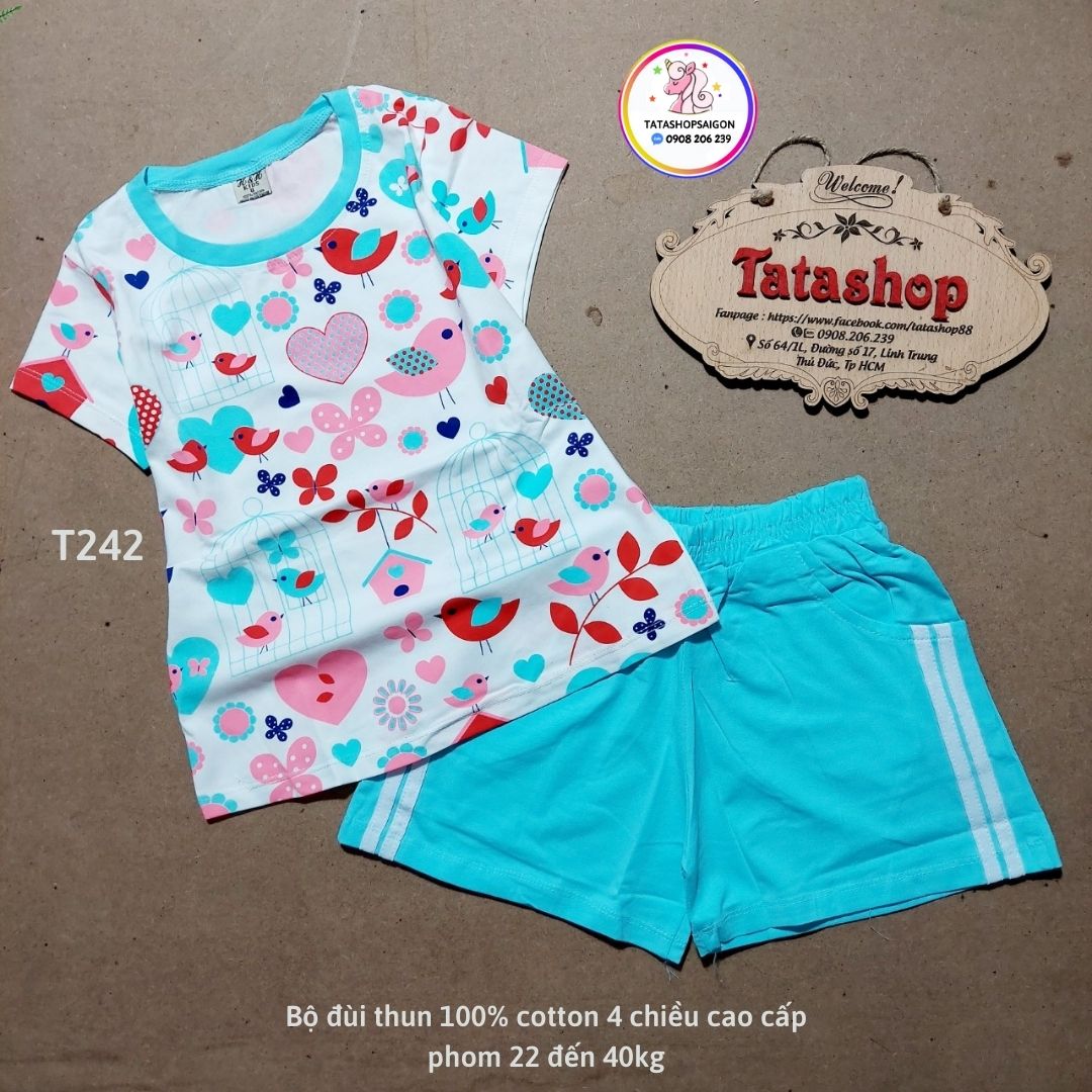 Bộ đùi bé gái size đại mặc nhà chất cotton chính phẩm cao cấp T242