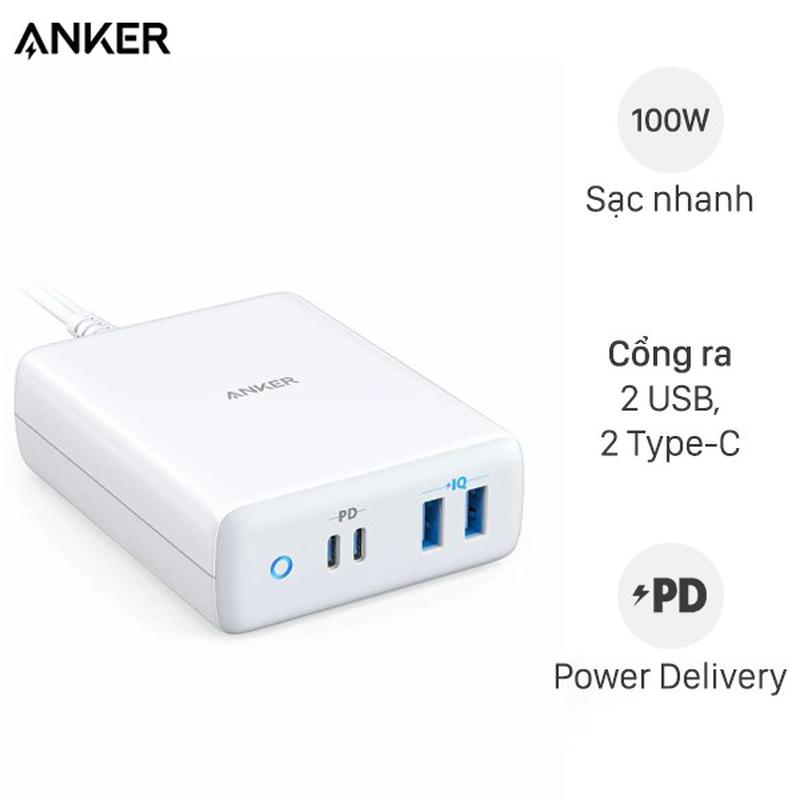 Củ sạc Anker PowerPort Atom PD 4 USB-C Charger 100W 4-Port Type-C