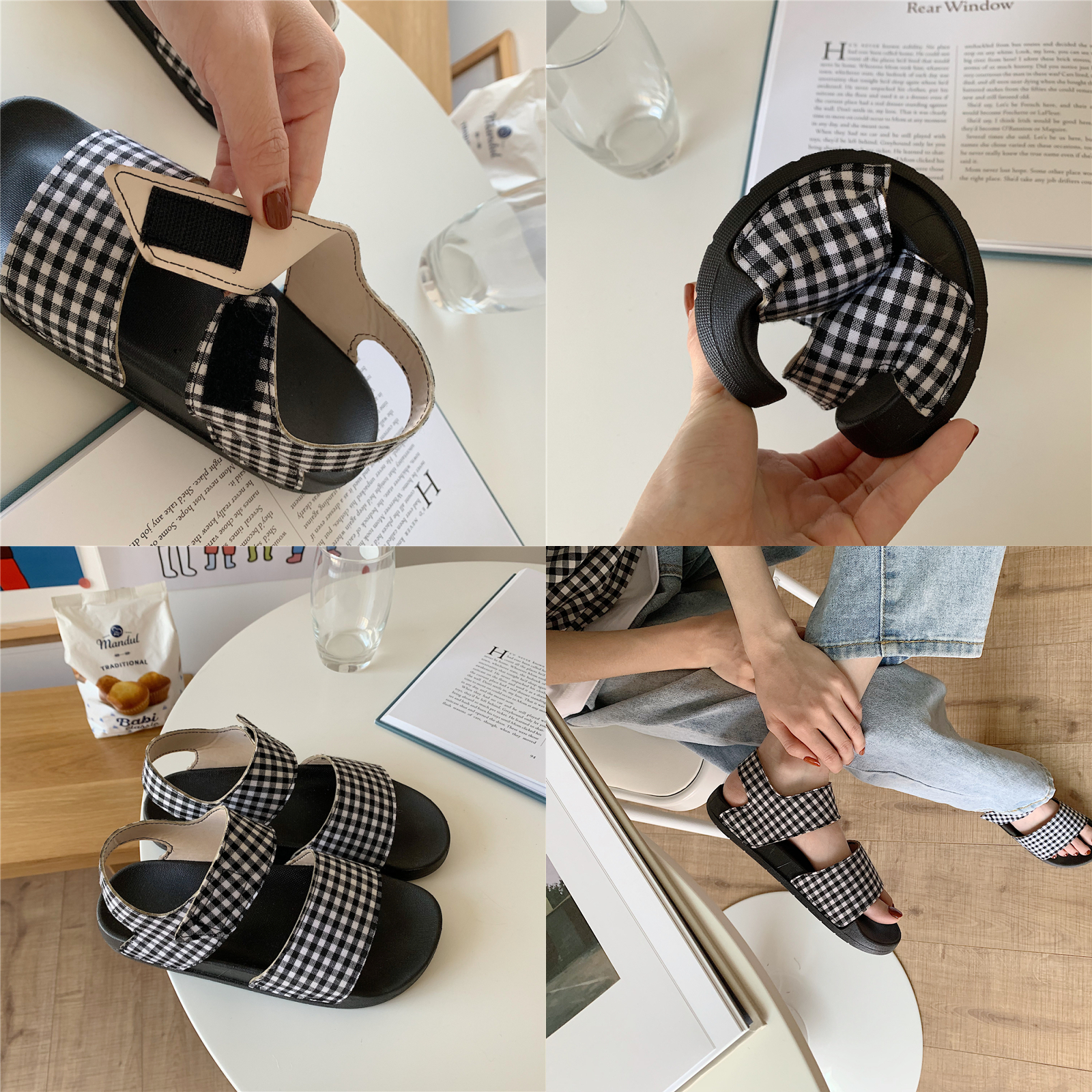 [HCM]( FREESHIP MAX ) Giày sandals nữ caro ulzzang - US174