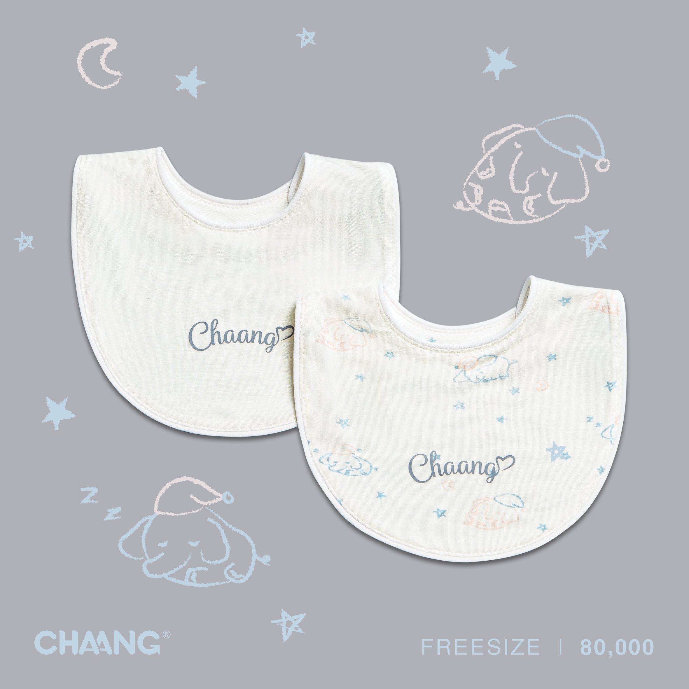 Set 2 yếm tròn sơ sinh họa tiết Chaang