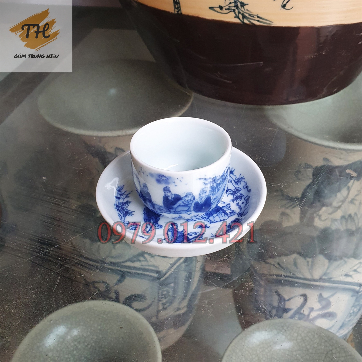 Chén, đĩa lẻ men lam Bát Tràng