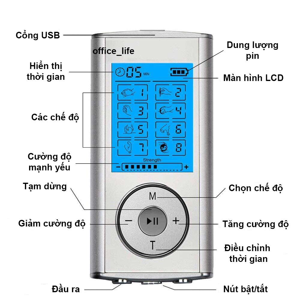 Máy massage xung điện 4 dán cao cấp