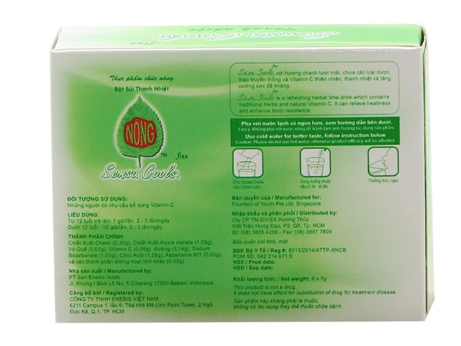 Bột Sủi Thanh Nhiệt Sensa Cools hộp 6 Gói