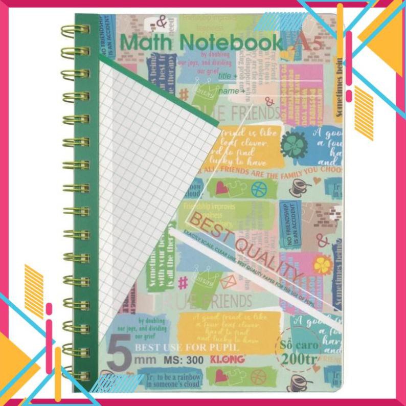 Sổ caro lò xo kép A5 bìa nhựa 200tr 72,4g/m2 fo kem; MS: 300