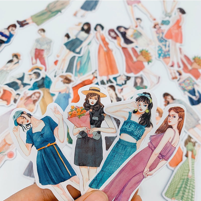Set 20 miếng sticker cô gái hiện đại