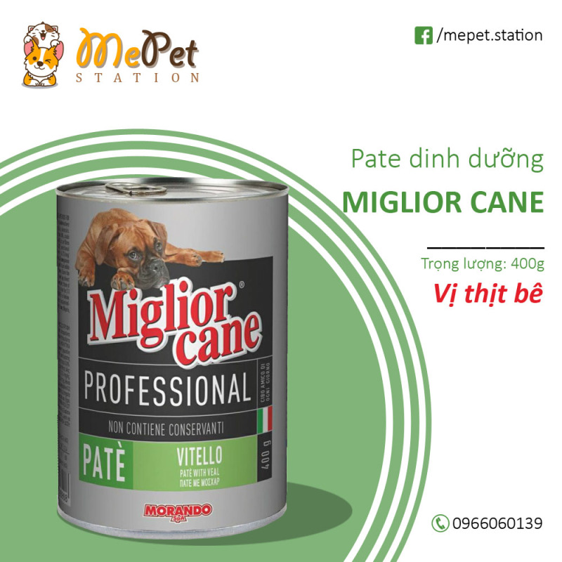 Pate Ý Miglior Cane Cho Chó | Vị thịt bê | Lon 400gr | MIGLIOR CANE