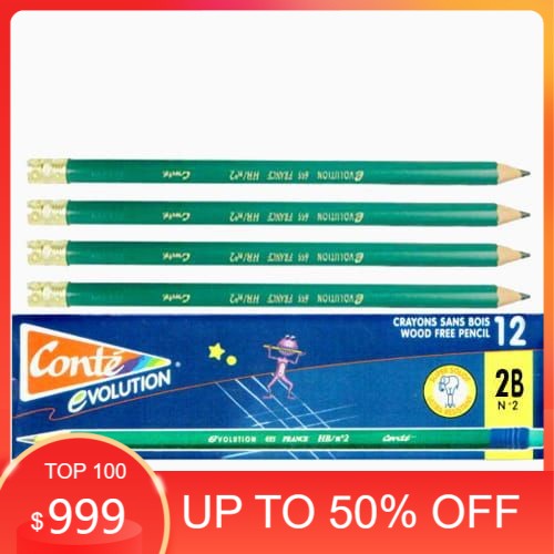 12 cây bút chì gỗ conté evolution 2b có tẩy