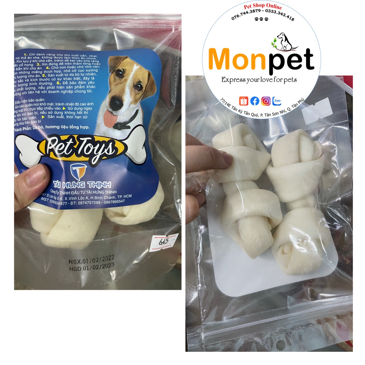 Xương gặm da bò TÀI HƯNG THỊNH bánh xương snack bánh thưởng xương gặm cho chó nhiều mẫu
