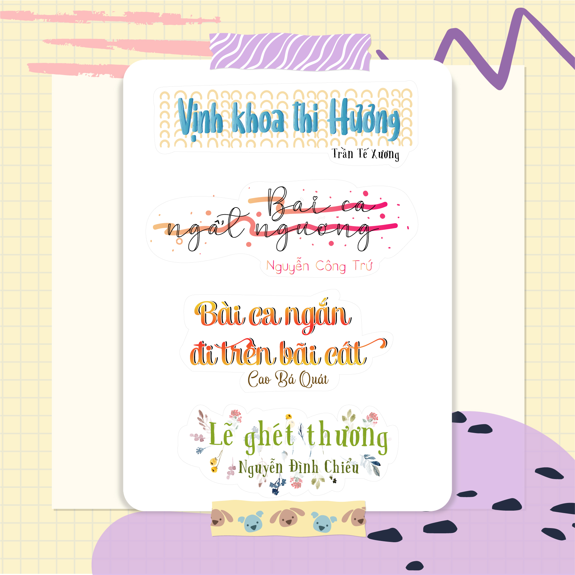 Nhãn dán sticker môn học 11 - Tựa bài ngữ văn