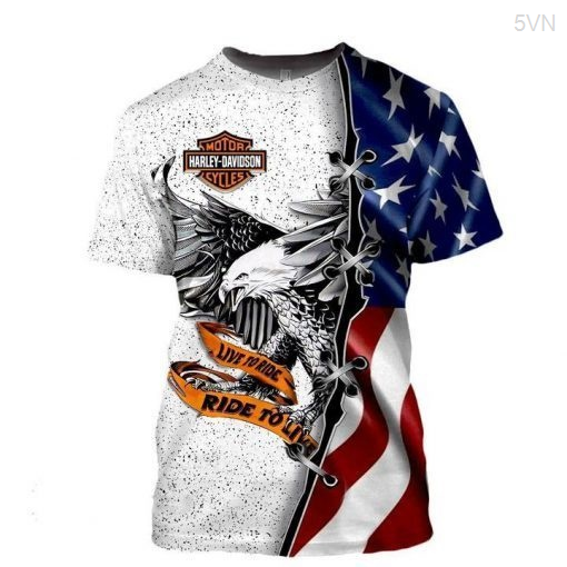 Summer  Harley-davidson Live to Ride 3d Tshirt