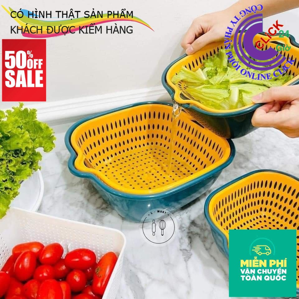 Bộ rổ thau 6 món bộ 3 rổ 3 thau, bộ thau kèm rổ vuông - mima market
