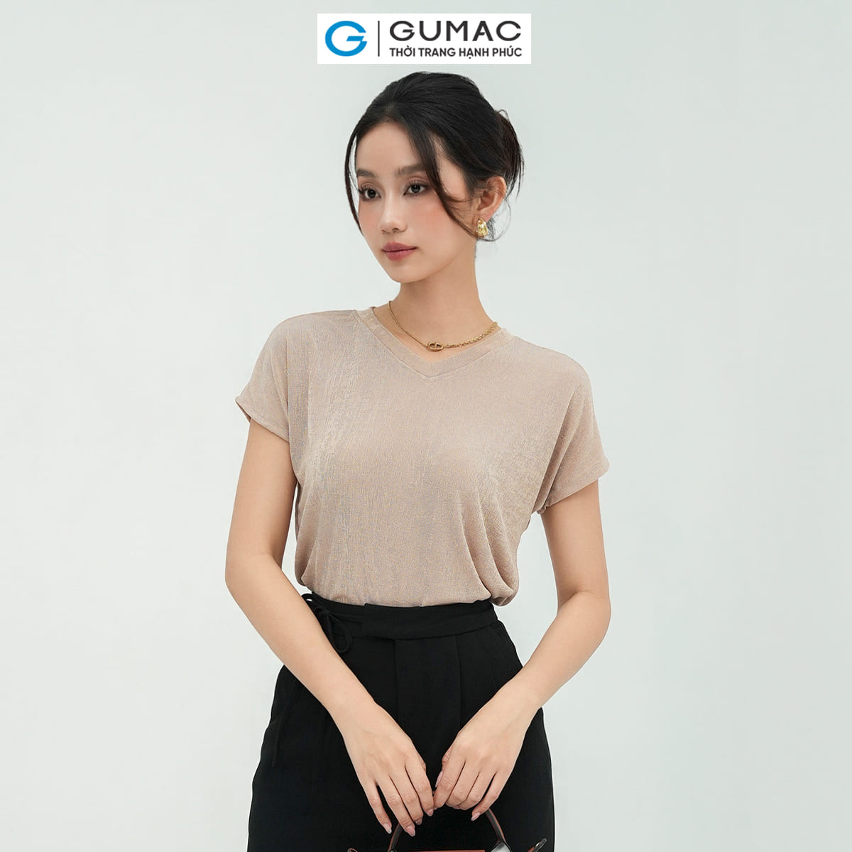 Áo thun cổ tim thời trang gumac ate05030