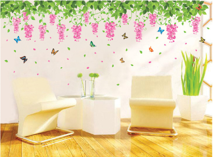 Dcal dán tường mẫu: Chân tường hoa cỏ
