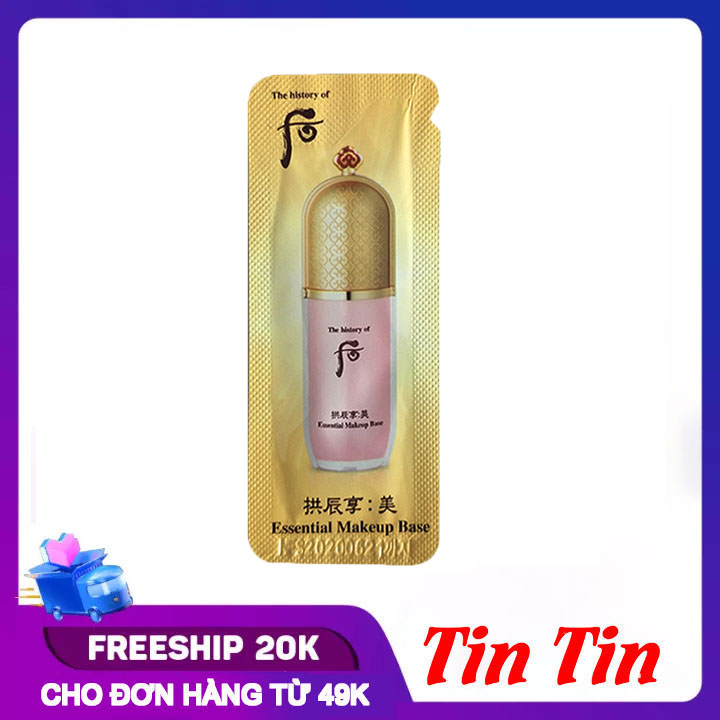 Gói Sample Kem Lót Nâng Tone Trang Điểm Whoo Hồng Mi Essential Makeup Base 1ml