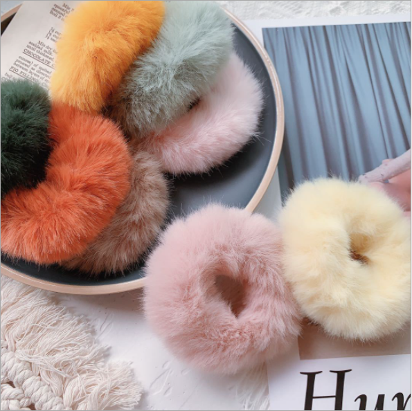 Scrunchies Vải Lông Mềm Nhiều Màu
