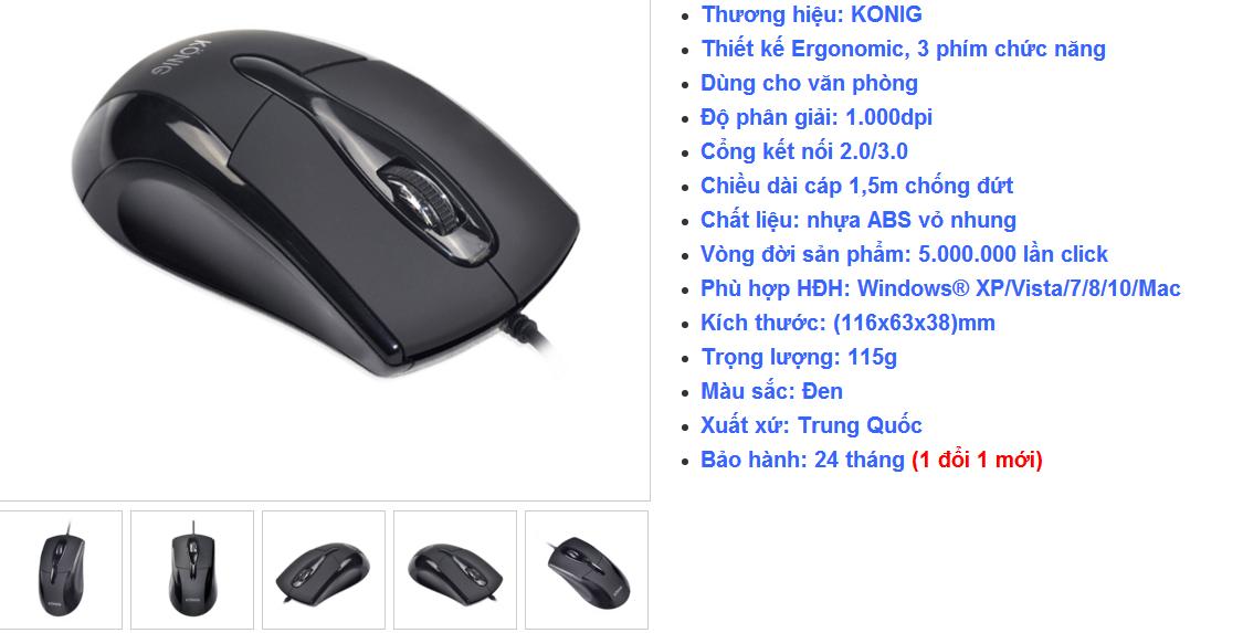 CHUỘT KONIG KM12 CHUYÊN GAME CHO PHÒNG NET
