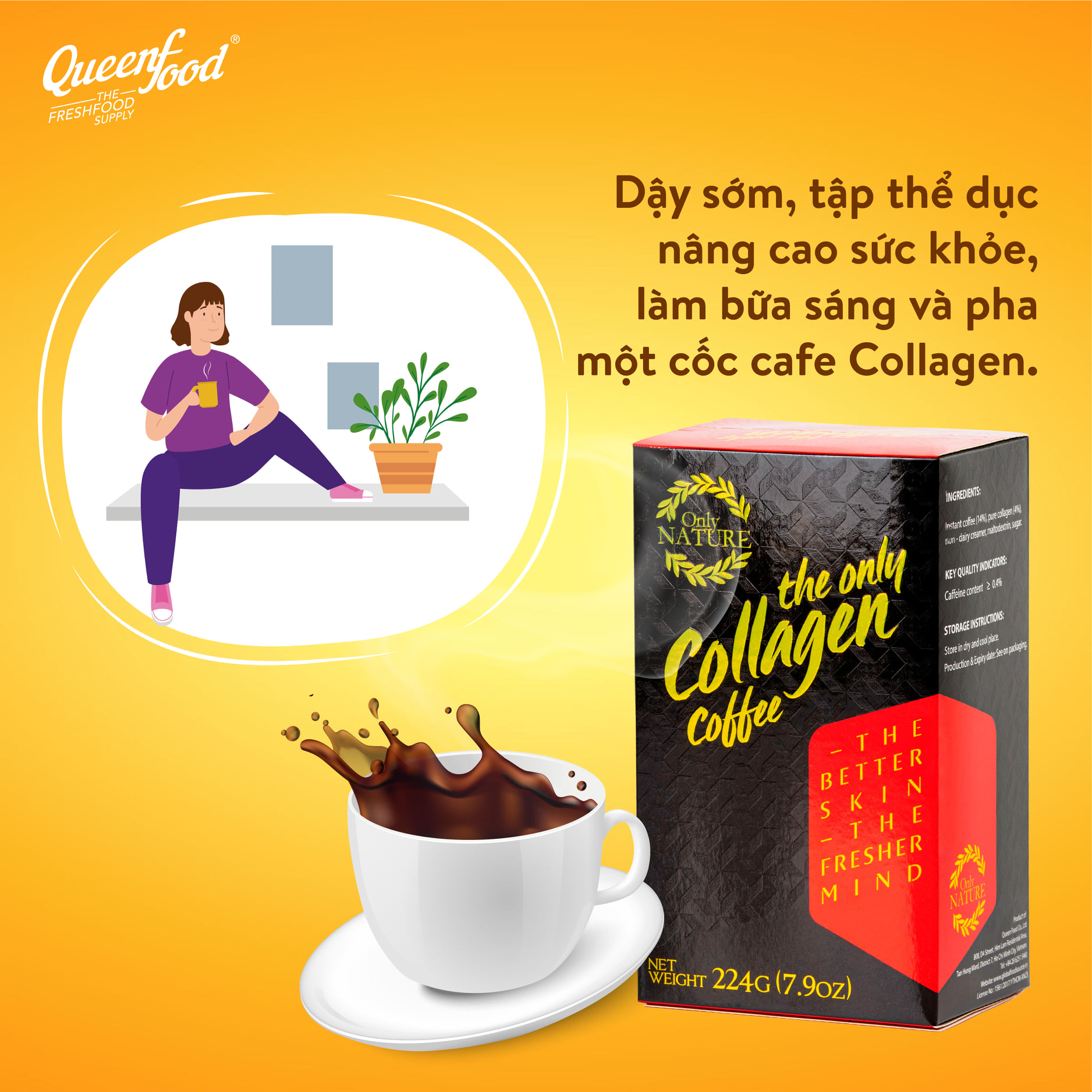 Cà Phê Collagen Only Nature 224gr/ hộp
