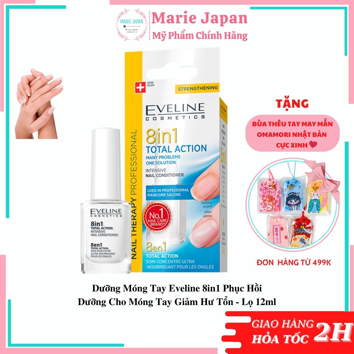 Dưỡng Móng Tay Eveline 8in1 Phục Hồi Và Dưỡng Cho Móng Tay Giảm Hư Tổn Lọ 12ml