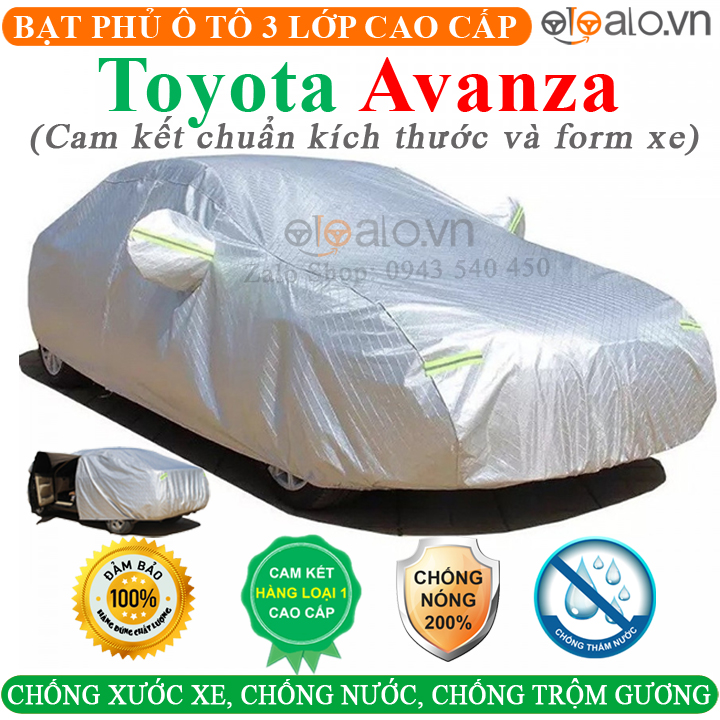 Bạt phủ ô tô Toyota Avanza CAO CẤP Cách Nhiệt Bạt phủ xe ô tô Toyota Avanza Bạt che ô tô Toyota Avanza Bạt trùm xe ô tô Toyota Avanza