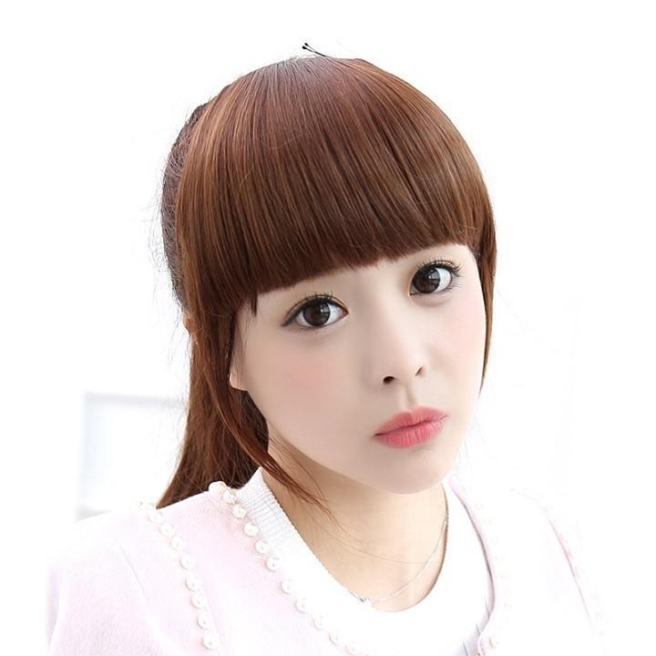 [HCM]TÓC GIẢ MÁI NGỐ HÀN QUỐC-MÀU NÂU ĐEN