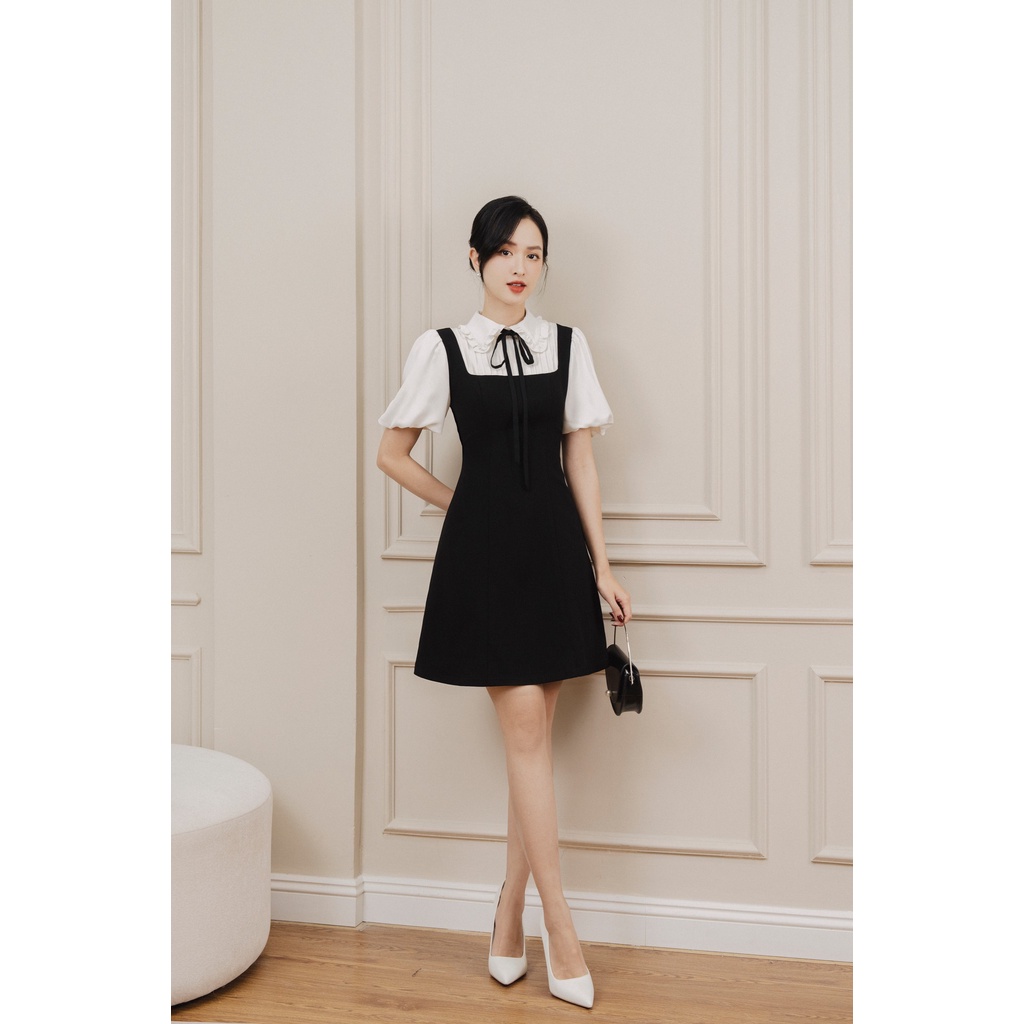 Váy yếm phối cổ đức bèo thắt nơ  TIINSTORE  VHN729