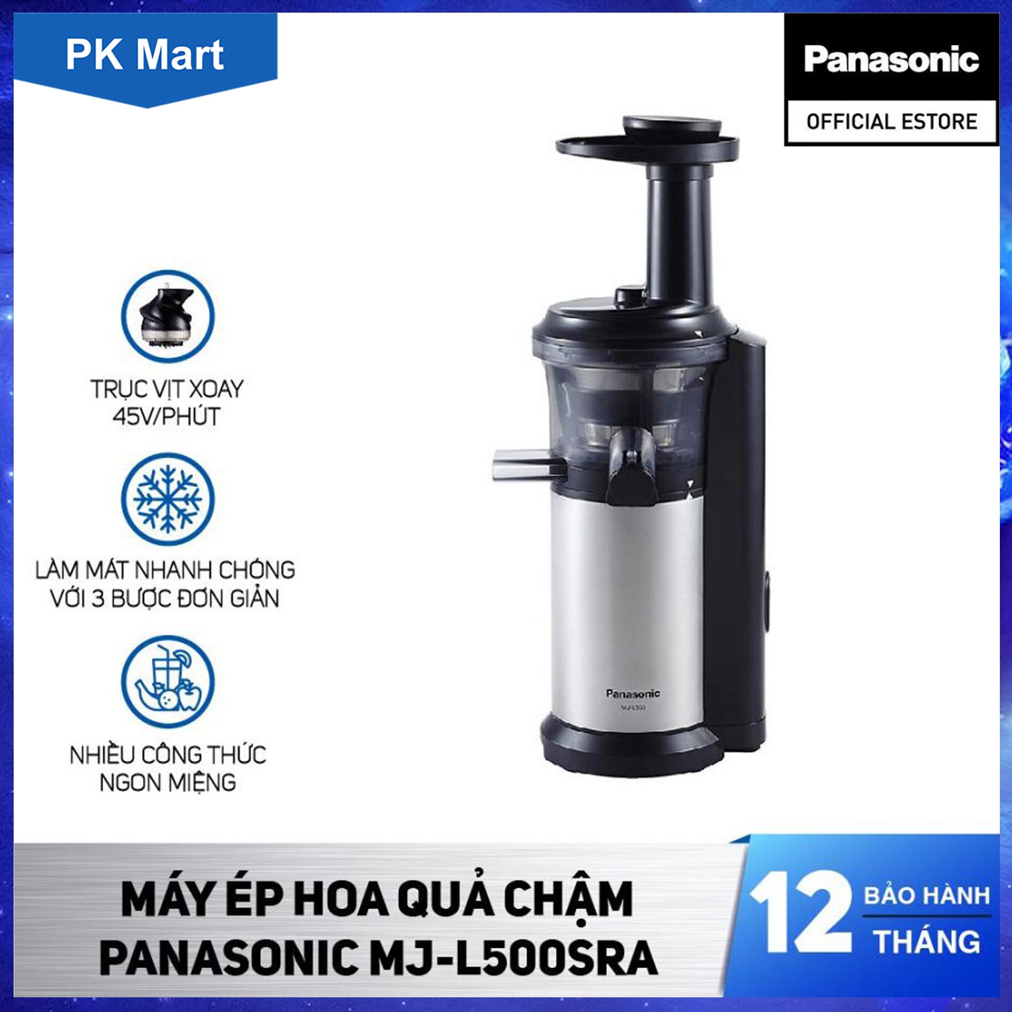 Máy ép hoa quả chậm Panasonic MJ-L500 (Đen)