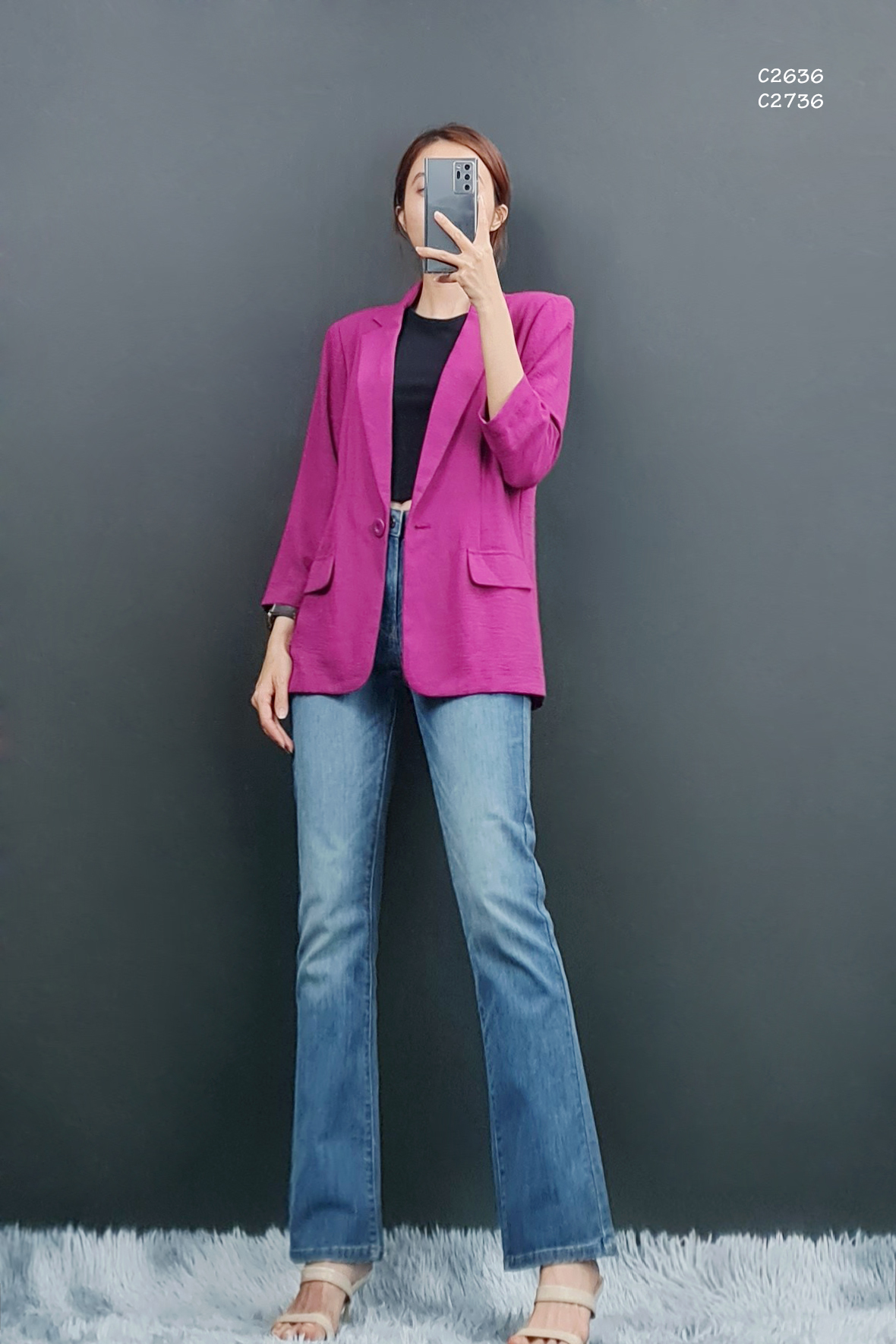 C2635 & c2636 - áo khoác vest tay lửng bo chun cài nút