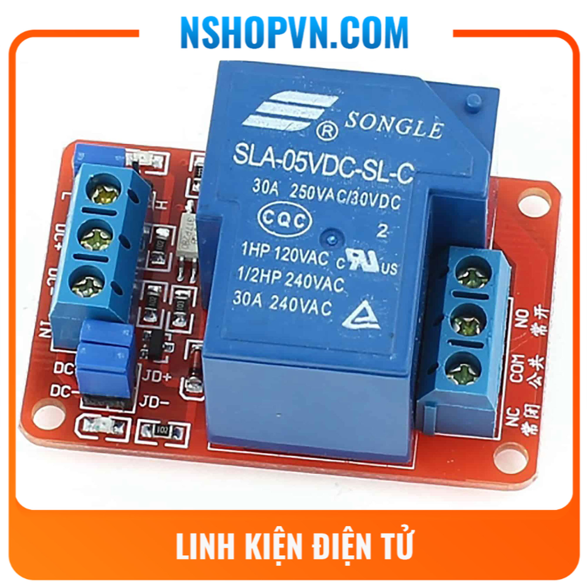Module 1 relay với opto cách ly kích h/l 5v 30a