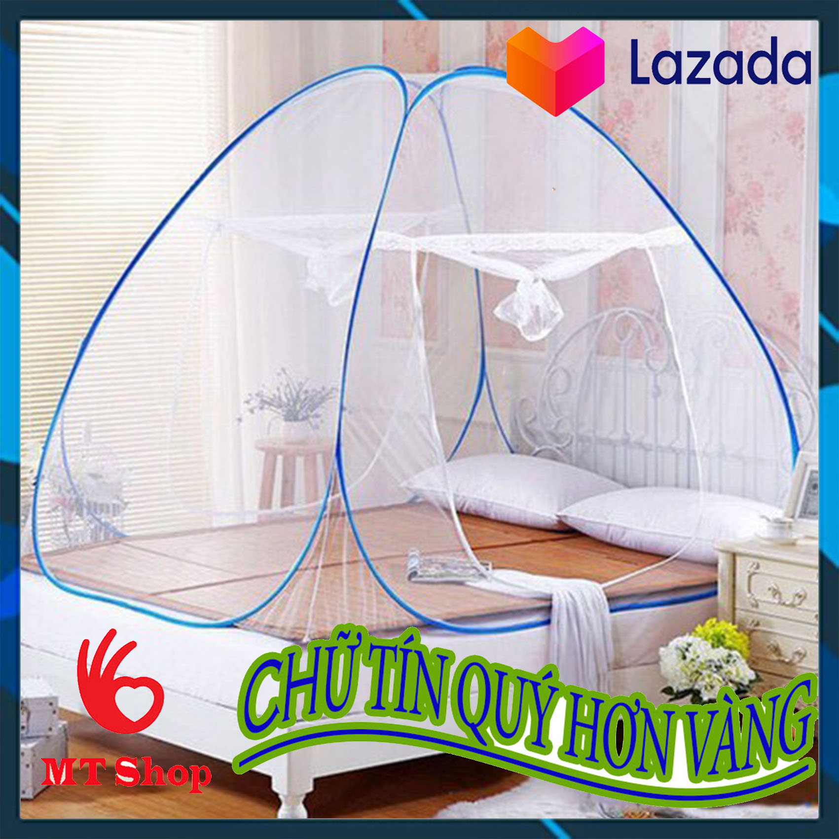 Mùng chụp SIÊU BỀN Màn chụp người lớn ngăn muỗi hiệu quả 2Mx2m2 - Thiết kế tự bung không đáy thông minh có thể gấp gọn khi không sử dụng - Tiện lợi để mang theo khi du lịch, Màn che cao cấp, Mùng chụp tự bung - Bà Béo Bedding