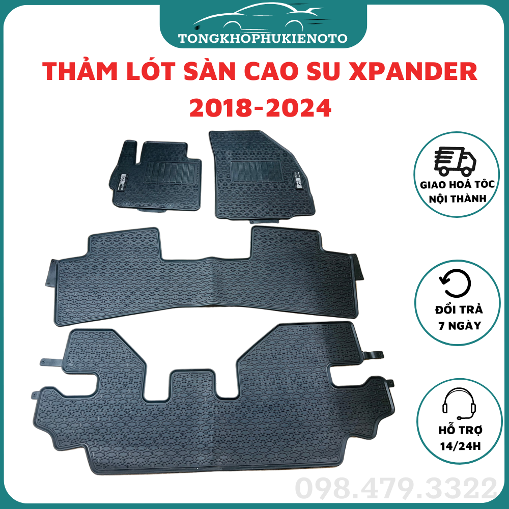 Thảm lót sàn theo xe xpander 2018-2023,2024 cao su đúc nissin chữ trắng