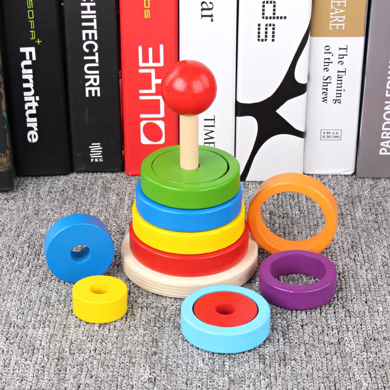 Đồ chơi xếp tháp cầu vồng Montessori