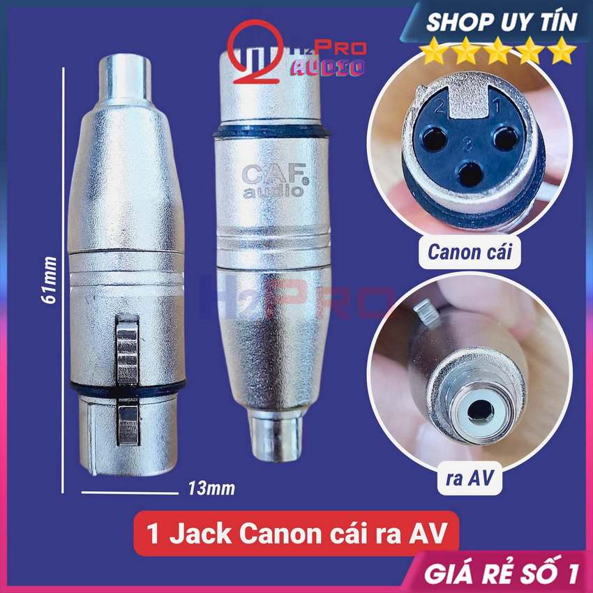 1 jack canon đực ra av, 1 giắc canon cái ra av hoa sen caf audio cao cấp, chống nhiễu, truyền tín hiệu tốt - h2pro audio