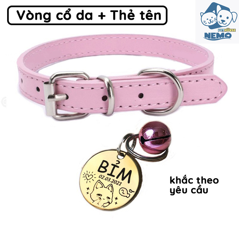 COMBO Vòng cổ chó mèo + Thẻ tên thú cưng (Khắc theo yêu cầu)