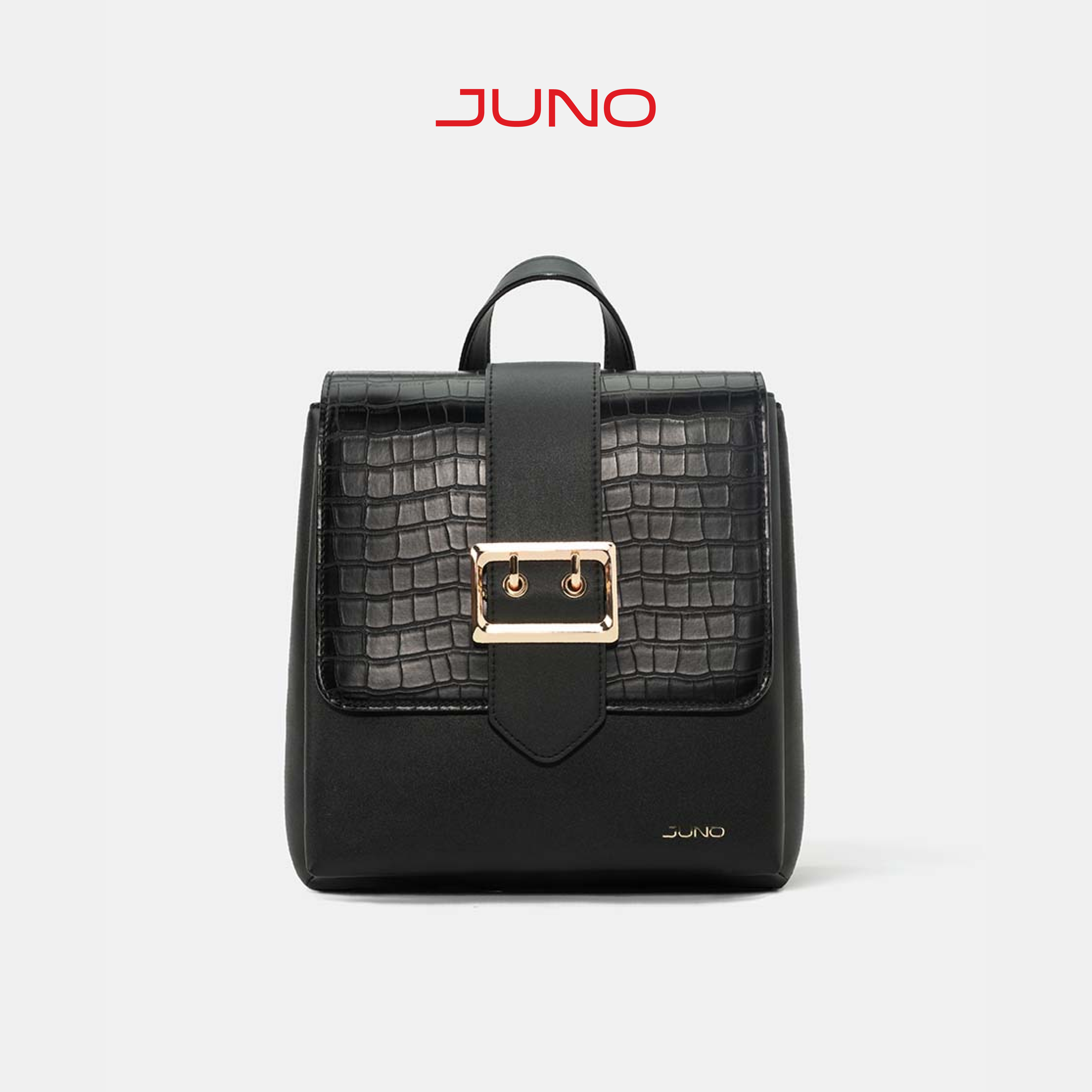 Balo Nữ Thời Trang JUNO Buckle Phối Si Vân BL111