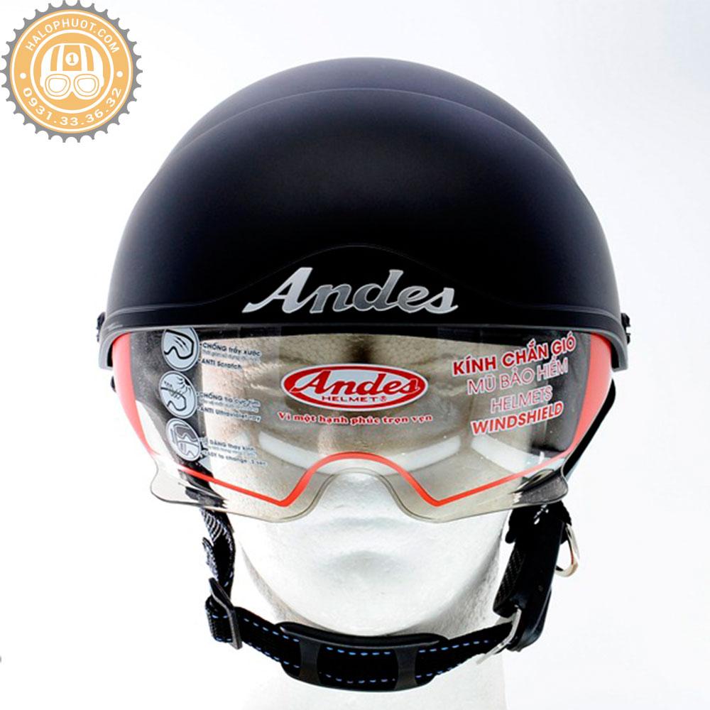 Nón bảo hiểm Andes 139 Kính Âm (Đen Bóng)